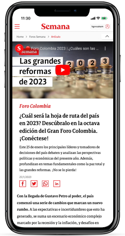 dispositivo móvil con referencia grafia del foro colombia 2023